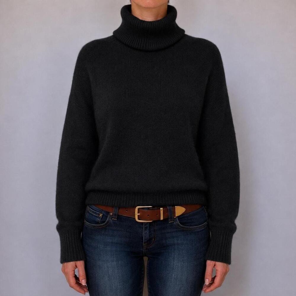 Vintage Chicos 100% Cashmere Soft Black Turtleneck Luxury Sweater Size 0 Small